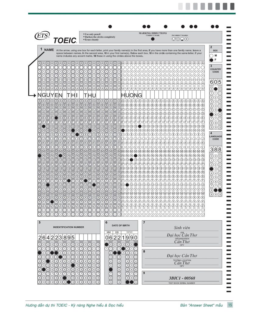 [PDF] MẪU ANSWER SHEET TOEIC 2020