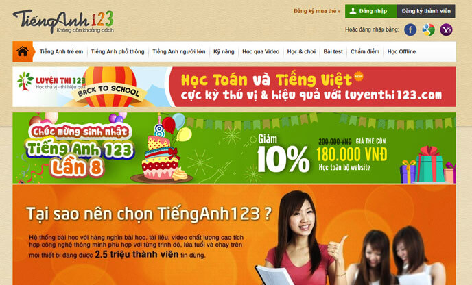 Tienganh123 – Trang web học từ vựng tiếng Anh cho mọi lứa tuổi