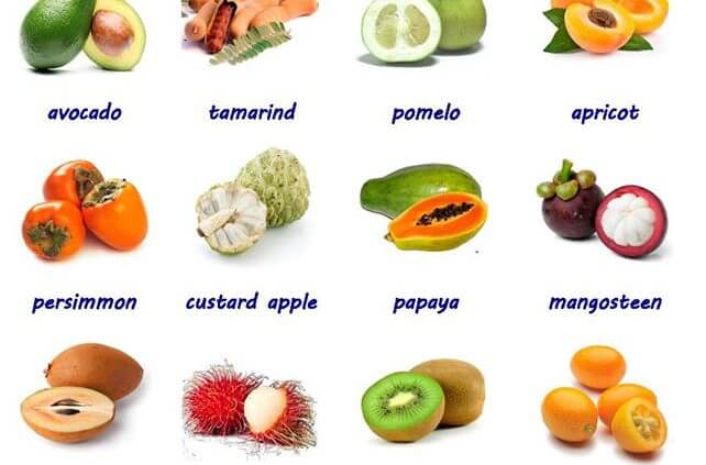 Các loại trái cây trong tiếng Anh