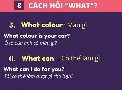 cách đặt câu hỏi với từ What