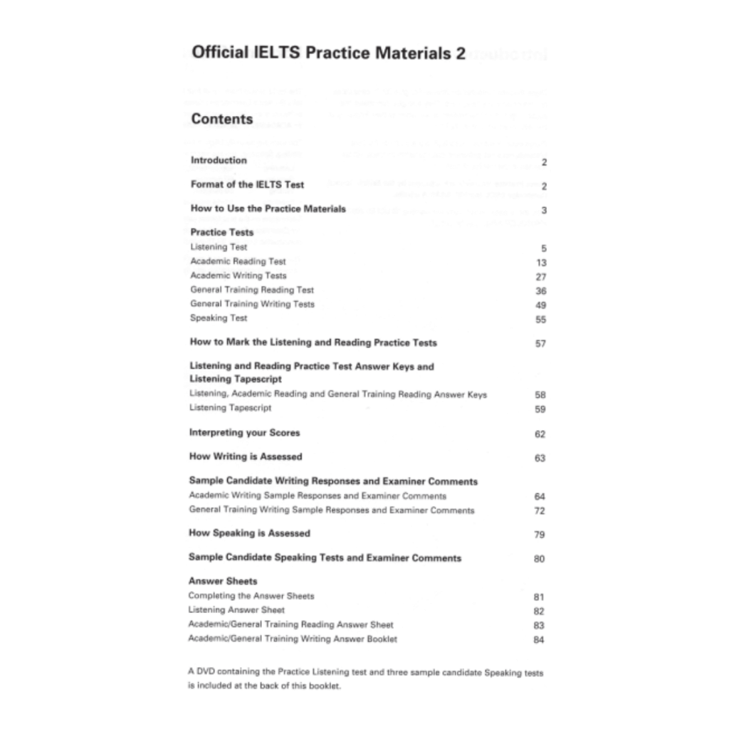 Nội dung của sách Official IELTS Practice Materials Vol 2  