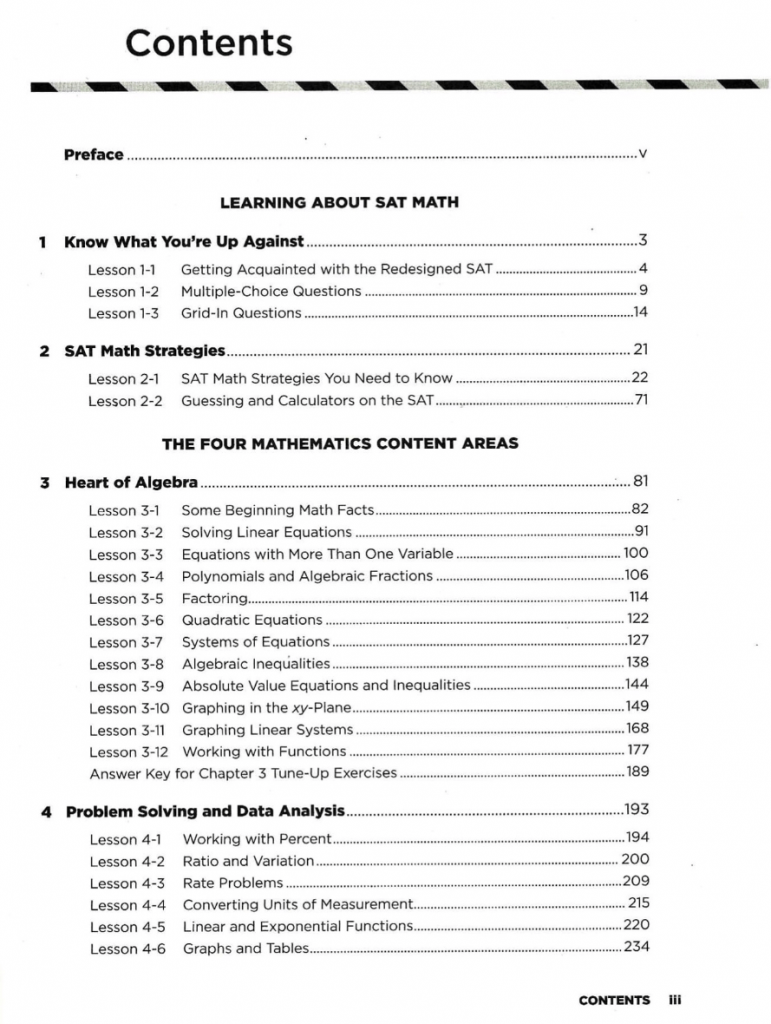 Nội dung sách Barron’s Math Workbook For The New SAT