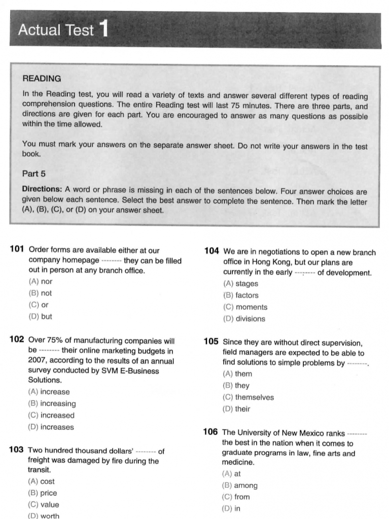 actual test 1 cua sach mozilge new toeic actual