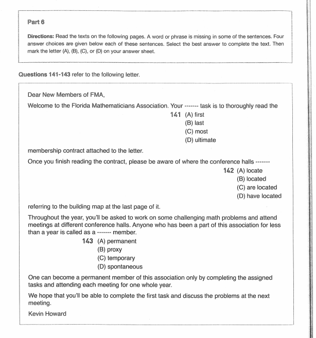 part 6 incomplete sentences