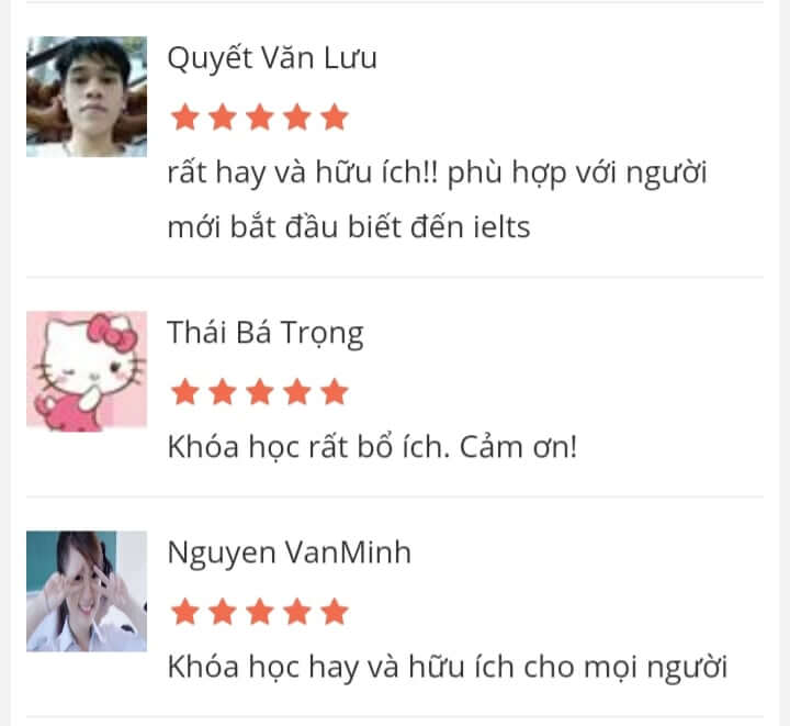 phan hoi cua hoc vien ve khoa tu hoc ielts cho nguoi bat dau